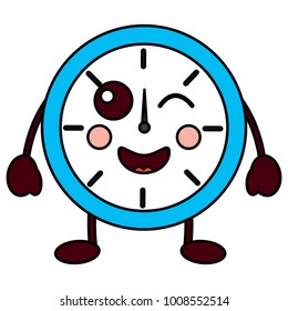 kawaii round clock time cartoon character