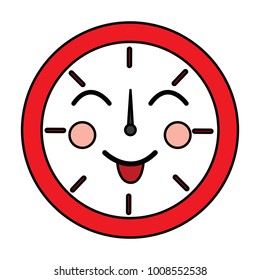 kawaii round clock time cartoon character