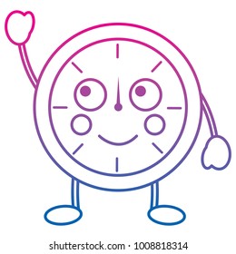 kawaii round clock time cartoon character