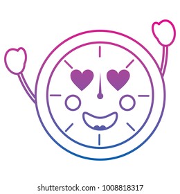 kawaii round clock time cartoon character