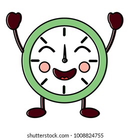 kawaii round clock time cartoon character