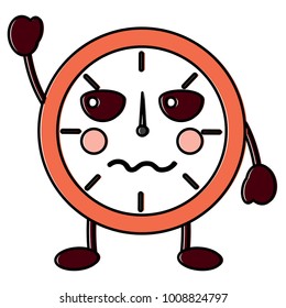 kawaii round clock time cartoon character