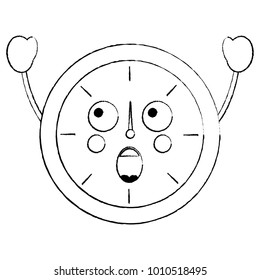 kawaii round clock time cartoon character