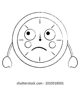 kawaii round clock time cartoon character