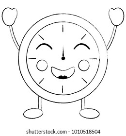 kawaii round clock time cartoon character