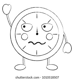 kawaii round clock time cartoon character
