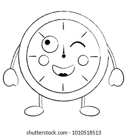 kawaii round clock time cartoon character