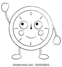 kawaii round clock time cartoon character