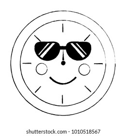 kawaii round clock time cartoon character