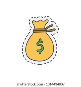 Kawaii sack of money. Hand drawn colored vector illustration.