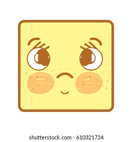kawaii sad face with cheeks and mouth