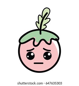 kawaii sad tomato vegetable icon