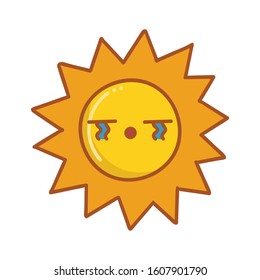 kawaii sadsun emoticon cartoon illustration isolated on white