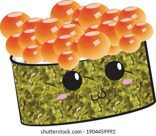 Kawaii Salmon Roe Sushi Ikura Cute Japanese Cuisine