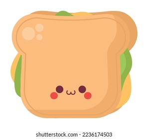 kawaii sandwich design over white