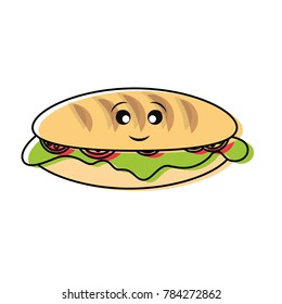 kawaii sandwich  vector illustration