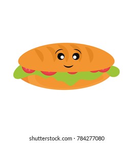 kawaii sandwich  vector illustration