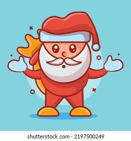 kawaii santa claus character mascot with confused expression isolated cartoon in flat style design