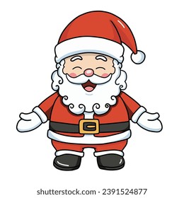 kawaii Santa Claus Christmas colorful ornaments icon. Winter event. Christmas, winter or New Year.