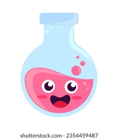 kawaii school lab flask vector isolated