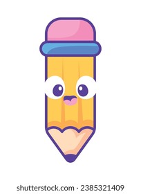 kawaii school supply pencil illustration isolated