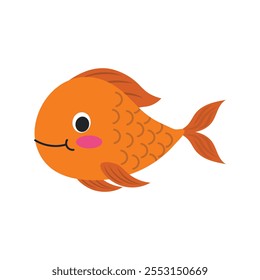 Kawaii Sea Creatures Vector Illustration - Fish