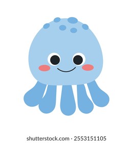 Kawaii Sea Creatures Vector Illustration - Jellyfish