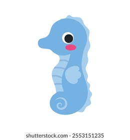 Kawaii Sea Creatures Vector Illustration - Seahorses