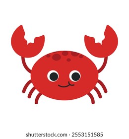 Kawaii Sea Creatures Vector Illustration - Crab