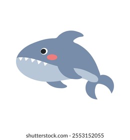 Kawaii Sea Creatures Vector Illustration - Whale