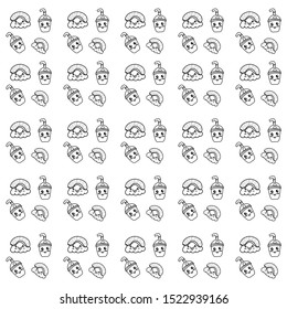 Kawaii seamless drawing line and pattern design seafood icon vector and illustration background 