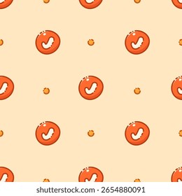Kawaii seamless pattern with check marks drawn in pastel colors. 