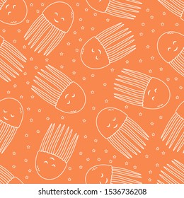 Kawaii seamless pattern with jellyfishes