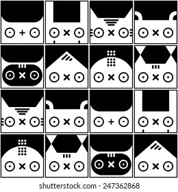 Kawaii seamless vector background with cute animals