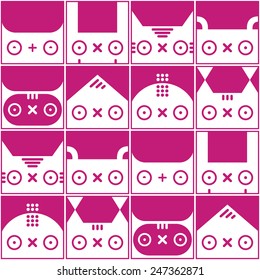 Kawaii seamless vector background with cute animals