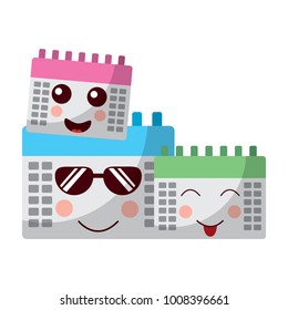 kawaii set calendar plan cartoon