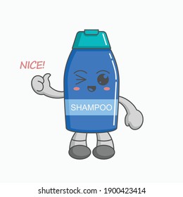 kawaii shampoo characters give a thumbs up applause, nice