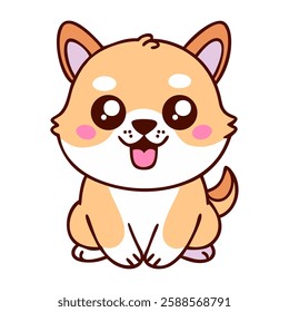 Kawaii Shiba Inu cute cartoon style illustration