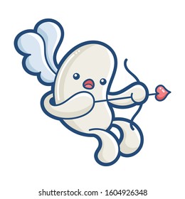 kawaii shocked cupid monster cartoon illustrationisolated on white