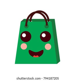 kawaii shopping bag cartoon happy smile