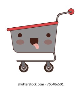 kawaii shopping cart in colorful silhouette