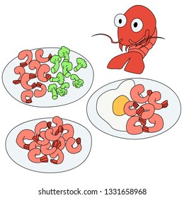 kawaii shrimp meals set