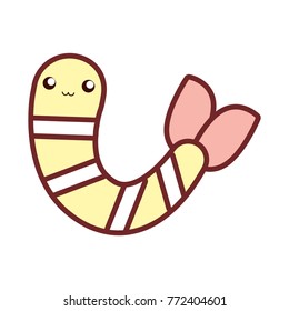 kawaii shrimp vector illustration