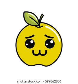 kawaii shy lemon fruit icon