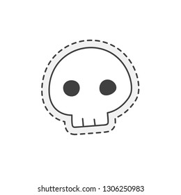 Kawaii skull. Cute hand drawn colored vector. editable stroke.