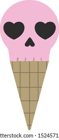 Kawaii Skull Ice Cream Cone