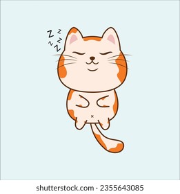 kawaii sleeping cat vector design suitable for t-shirt, logo, mug, sticker, etc.  Eps 10