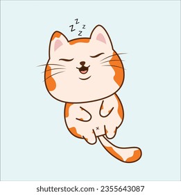 kawaii sleeping cat vector design suitable for t-shirt, logo, mug, sticker, etc.  Eps 10