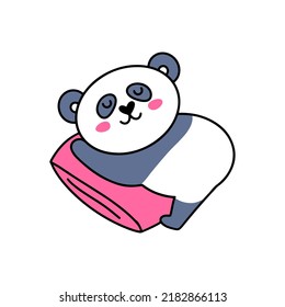 Kawaii sleeping panda, great design for any purposes. Cute background. Vector graphic illustration.