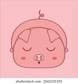 kawaii sleeping pig. Vector illustration design. Eps 10.